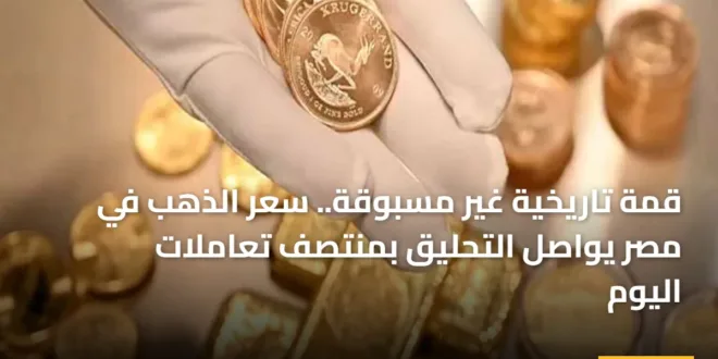 صورة توضح الارتفاع القياسي في سعر الذهب بمحلات الصاغة المصرية لعام 2026